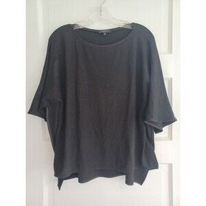 Lafayette 148 unique black knit top P side slit Lagenlook luxury minimalist flaw